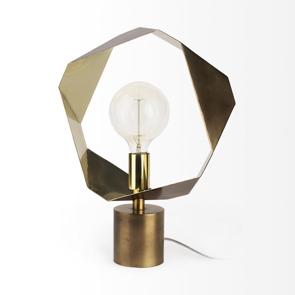 Golden Geometric Halo Table or Desk Lamp Gold. Picture 2