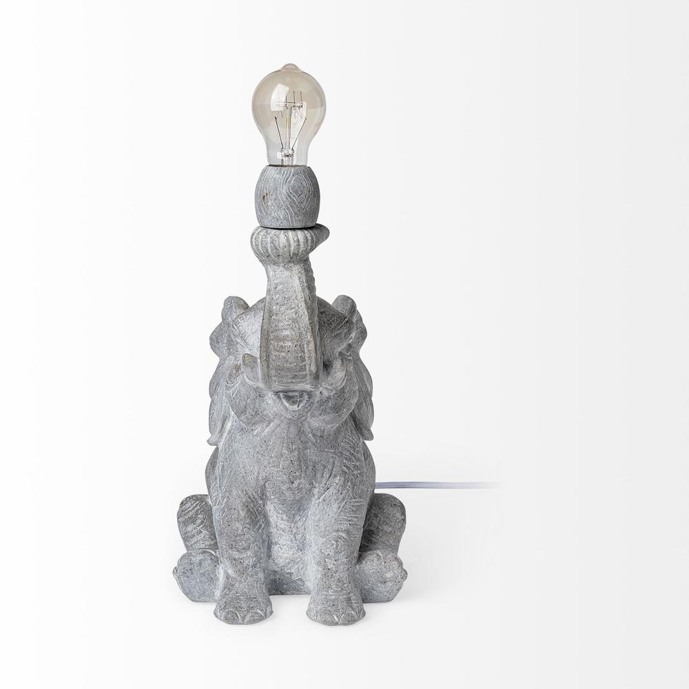 Graphite Resin Elephant Table Lamp Gray. Picture 2