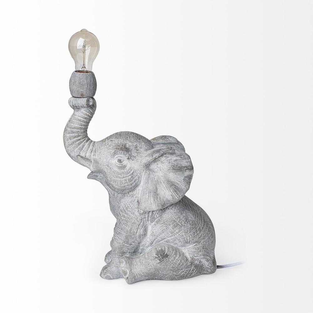Graphite Resin Elephant Table Lamp Gray. Picture 3