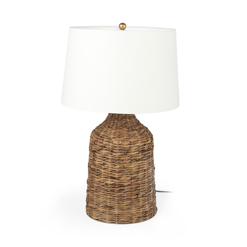 Updated Rustic Brown Wicker Table Lamp Brown/White. Picture 1