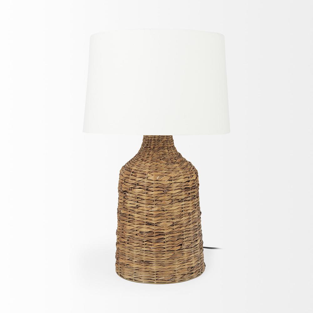 Updated Rustic Brown Wicker Table Lamp Brown/White. Picture 2
