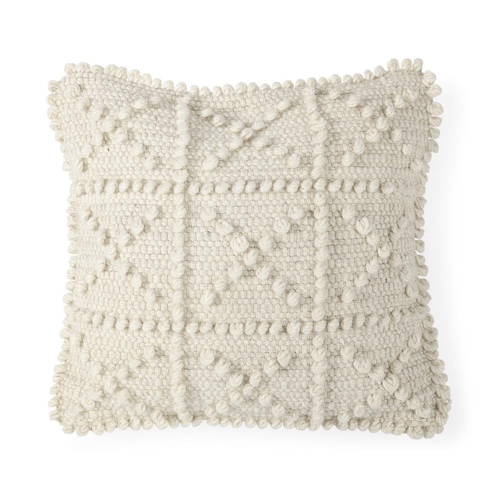 Off-White Embossed Details Pillow Cover Cream. Picture 1