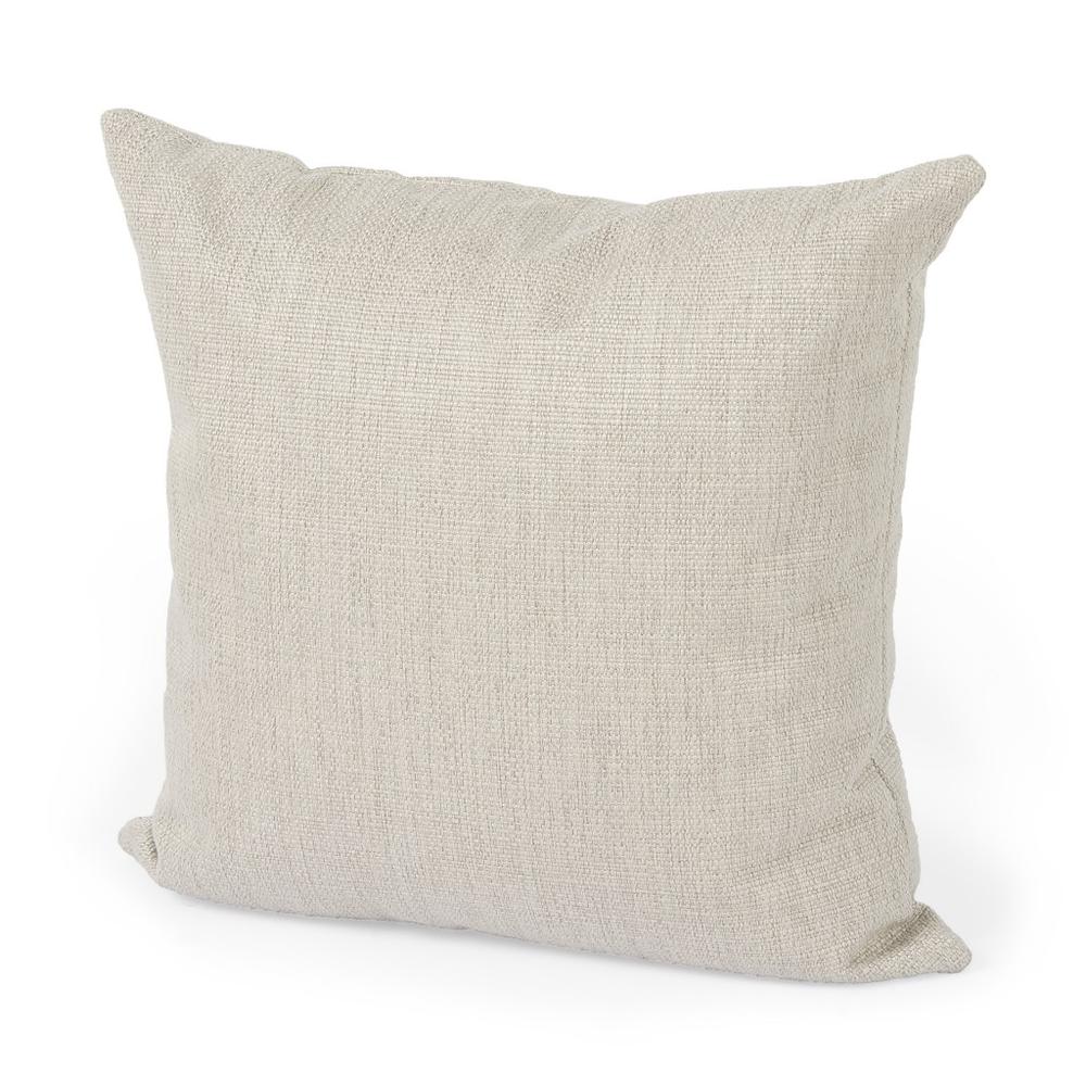 Neutral Sand Basket Weave Accent Throw Pillow Beige. Picture 1