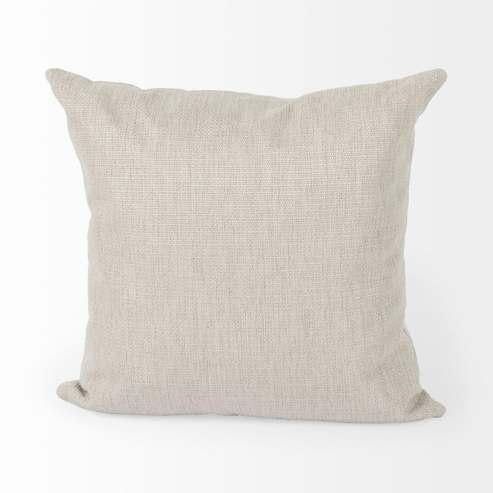 Neutral Sand Basket Weave Accent Throw Pillow Beige. Picture 2
