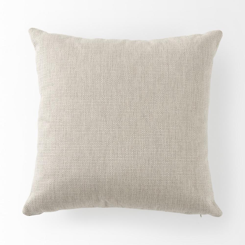 Neutral Sand Basket Weave Accent Throw Pillow Beige. Picture 4