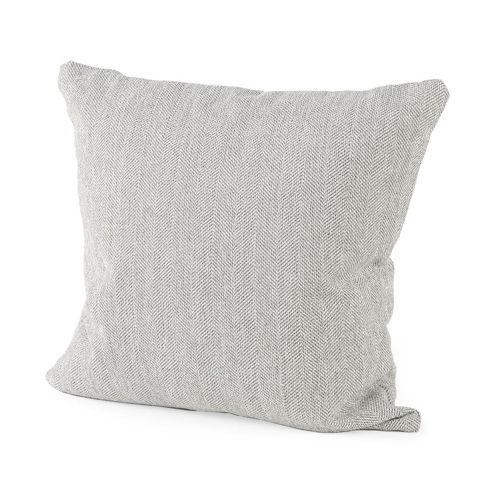 Ash Gray Basket Weave Accent Throw Pillow Gray. Picture 1