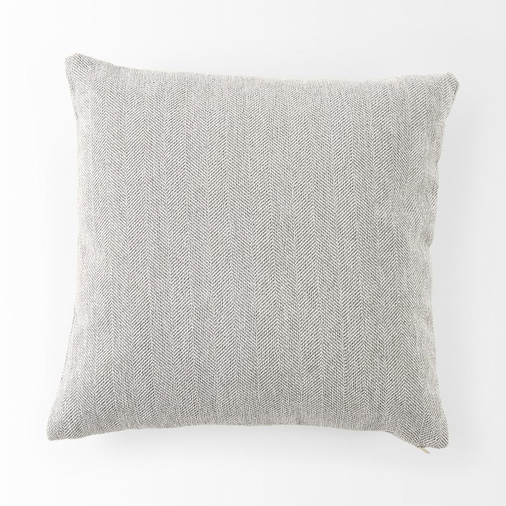 Ash Gray Basket Weave Accent Throw Pillow Gray. Picture 4