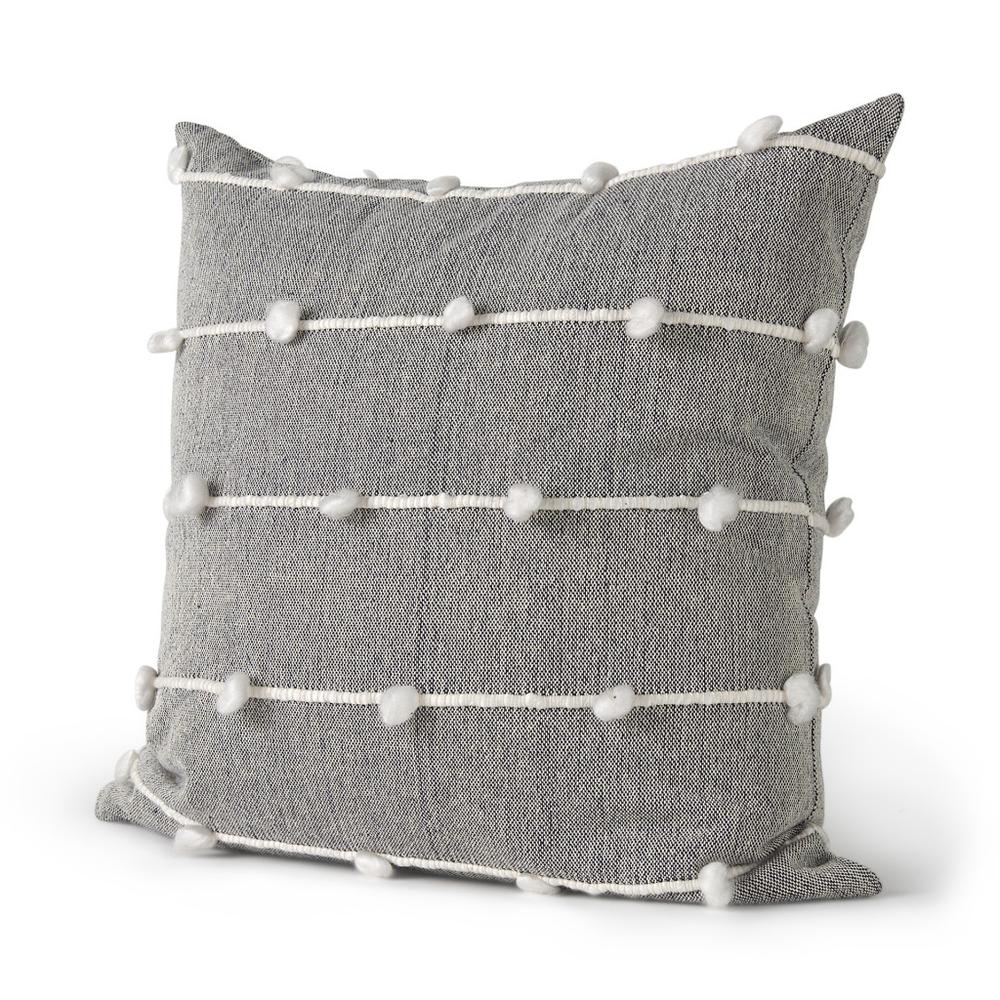 Dark Gray Detailed Pillow Cover Navy/Cream/White. Picture 1
