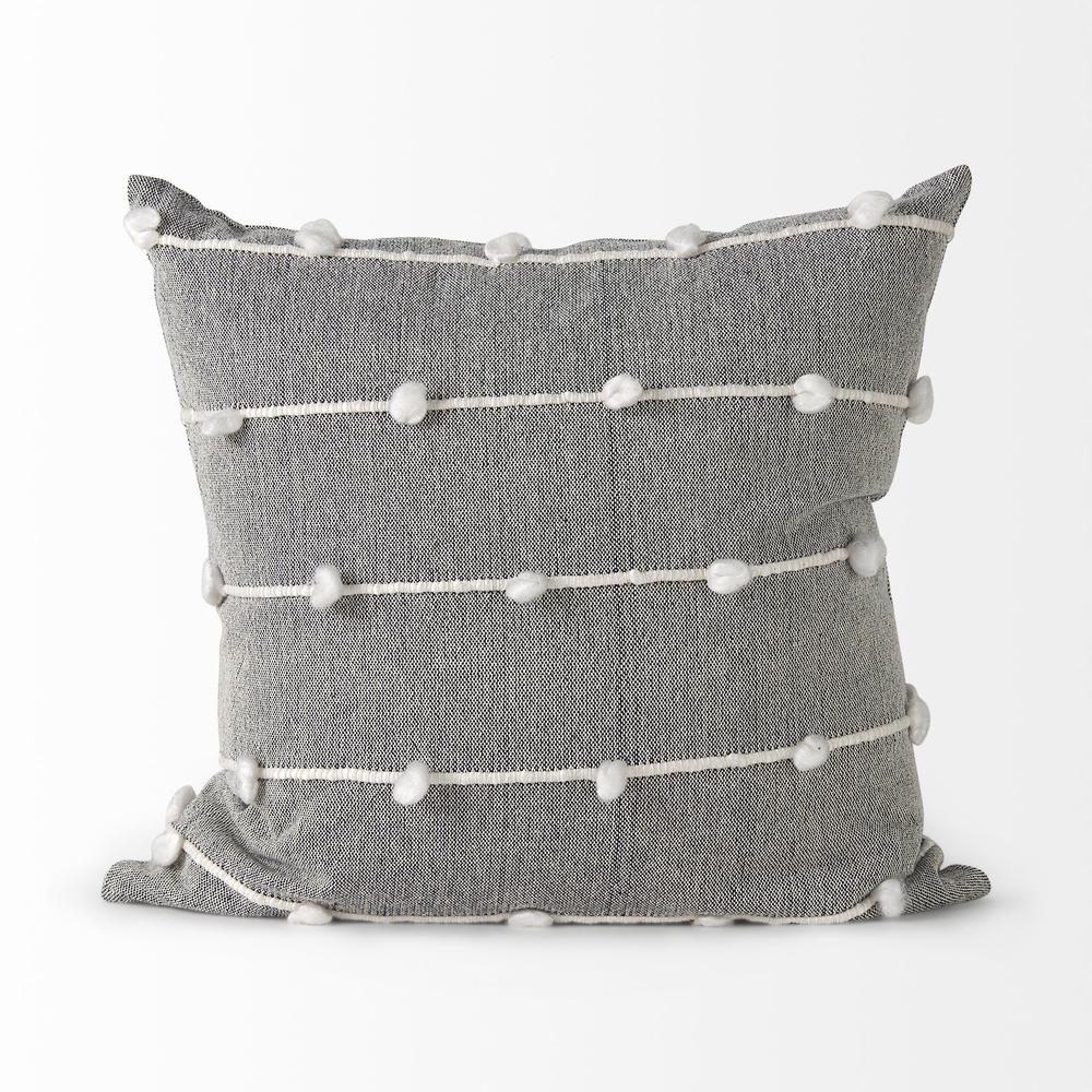 Dark Gray Detailed Pillow Cover Navy/Cream/White. Picture 2