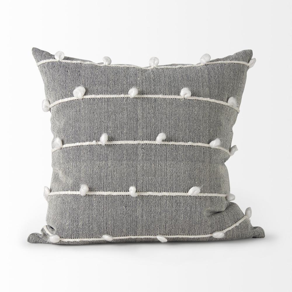 Dark Gray Detailed Pillow Cover Navy/Cream/White. Picture 4