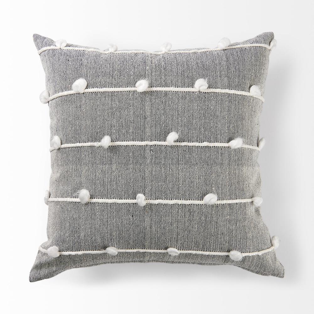 Dark Gray Detailed Pillow Cover Navy/Cream/White. Picture 5