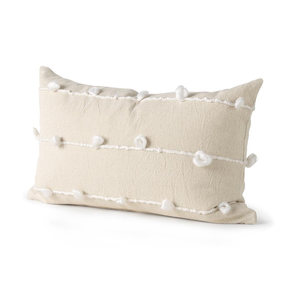 Clouds on Cream Canvas Lumbar Pillow Cover Cream/White. Picture 1
