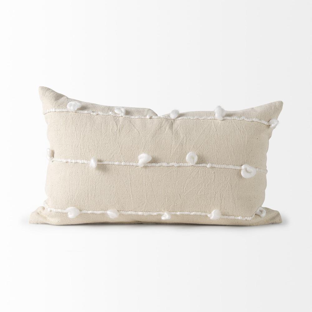 Clouds on Cream Canvas Lumbar Pillow Cover Cream/White. Picture 2