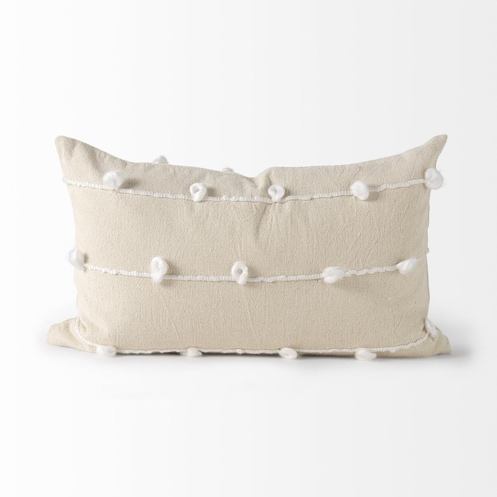 Clouds on Cream Canvas Lumbar Pillow Cover Cream/White. Picture 4