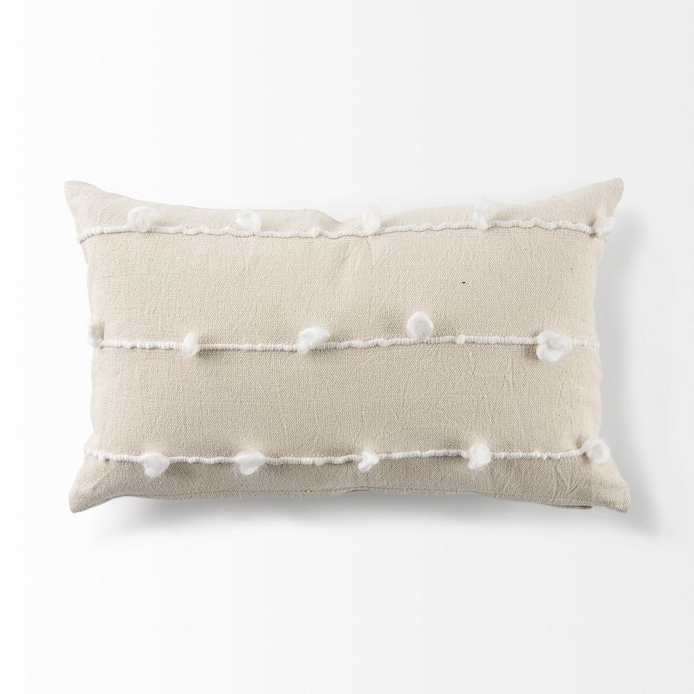 Clouds on Cream Canvas Lumbar Pillow Cover Cream/White. Picture 5