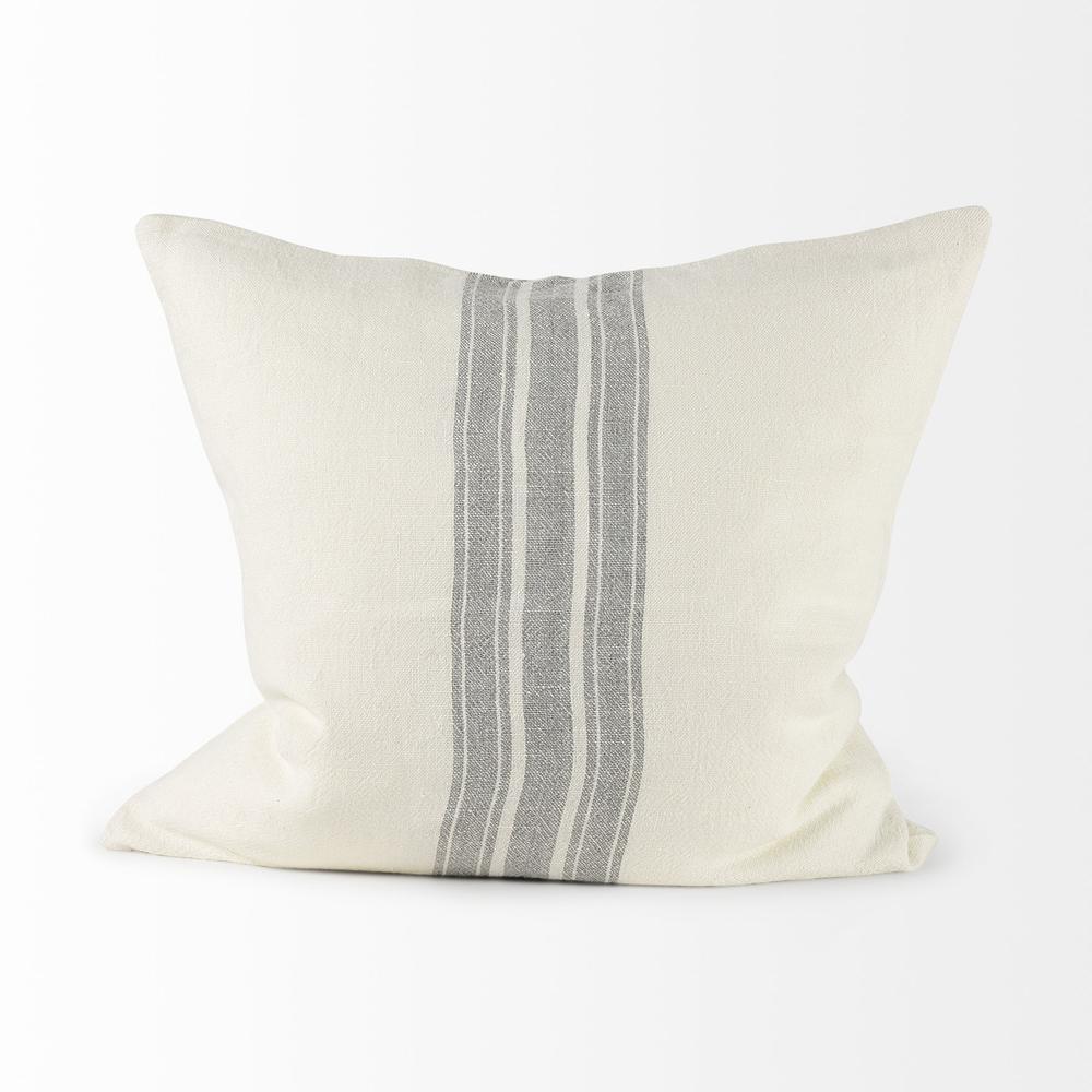 off white Pillow Cover with  Ash Gray  Stripes Cream/Gray. Picture 4