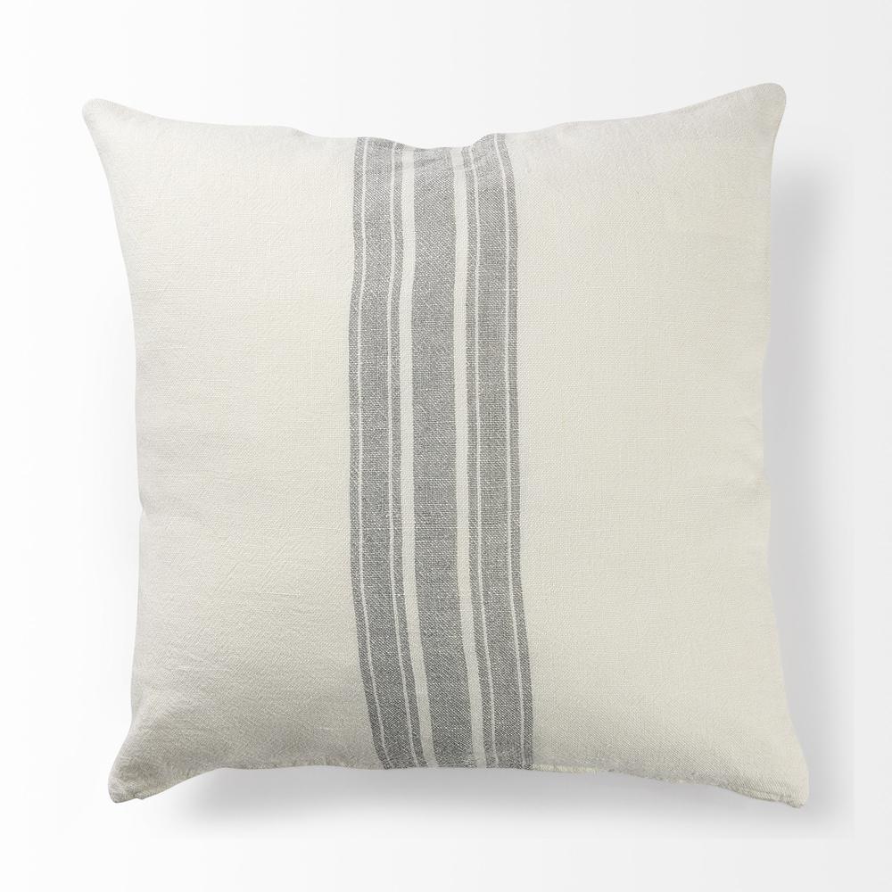 off white Pillow Cover with  Ash Gray  Stripes Cream/Gray. Picture 5