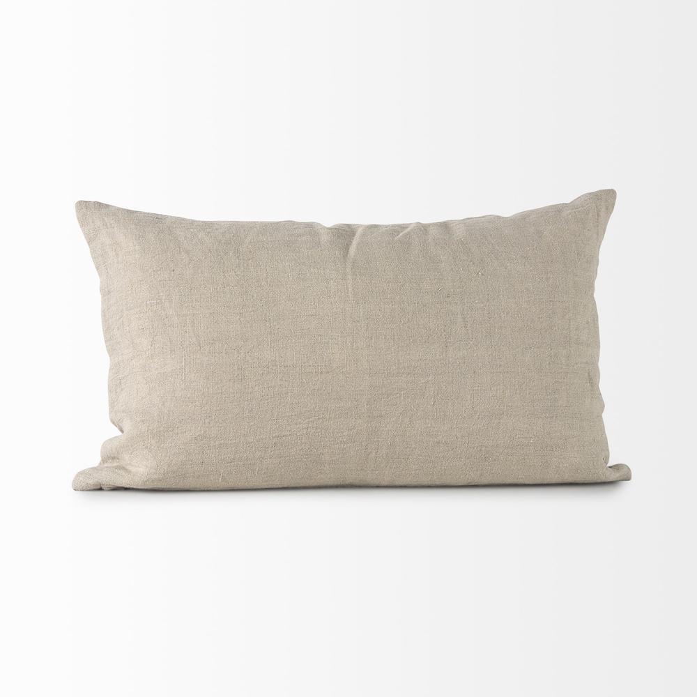 Canvas Beige and White Lumbar Accent Pillow Cover Beige/White. Picture 4