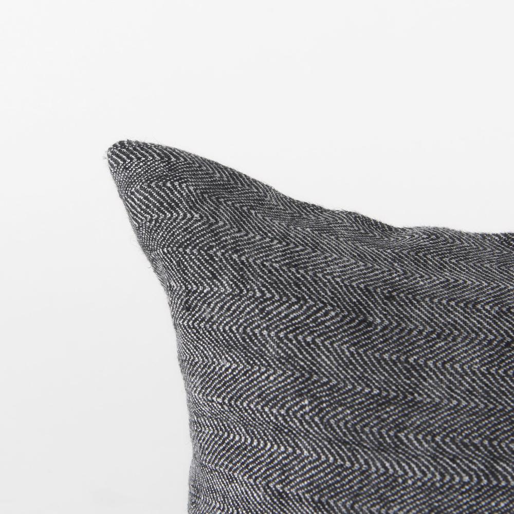 Dark Gray Detailed Lumbar Throw Pillow Cover Gray/Black. Picture 6