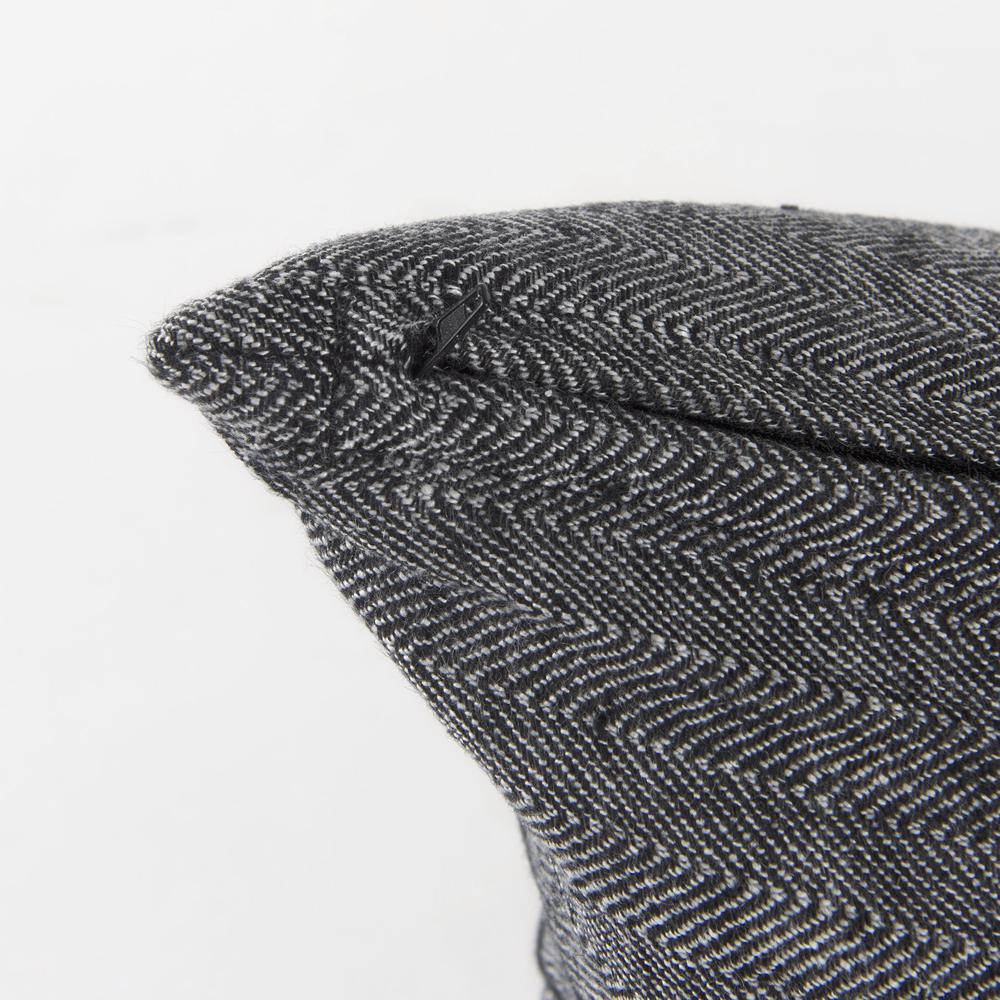 Dark Gray Detailed Lumbar Throw Pillow Cover Gray/Black. Picture 8