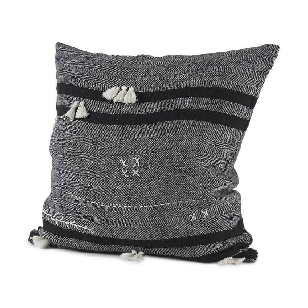 Dark Gray Detailed Throw Pillow Cover Gray/Black. Picture 1