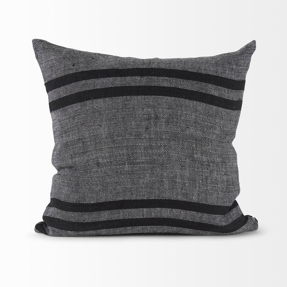 Dark Gray Detailed Throw Pillow Cover Gray/Black. Picture 4