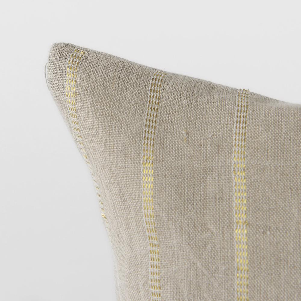 Beige and Gold Striped Lumbar Pillow Cover Beige. Picture 6
