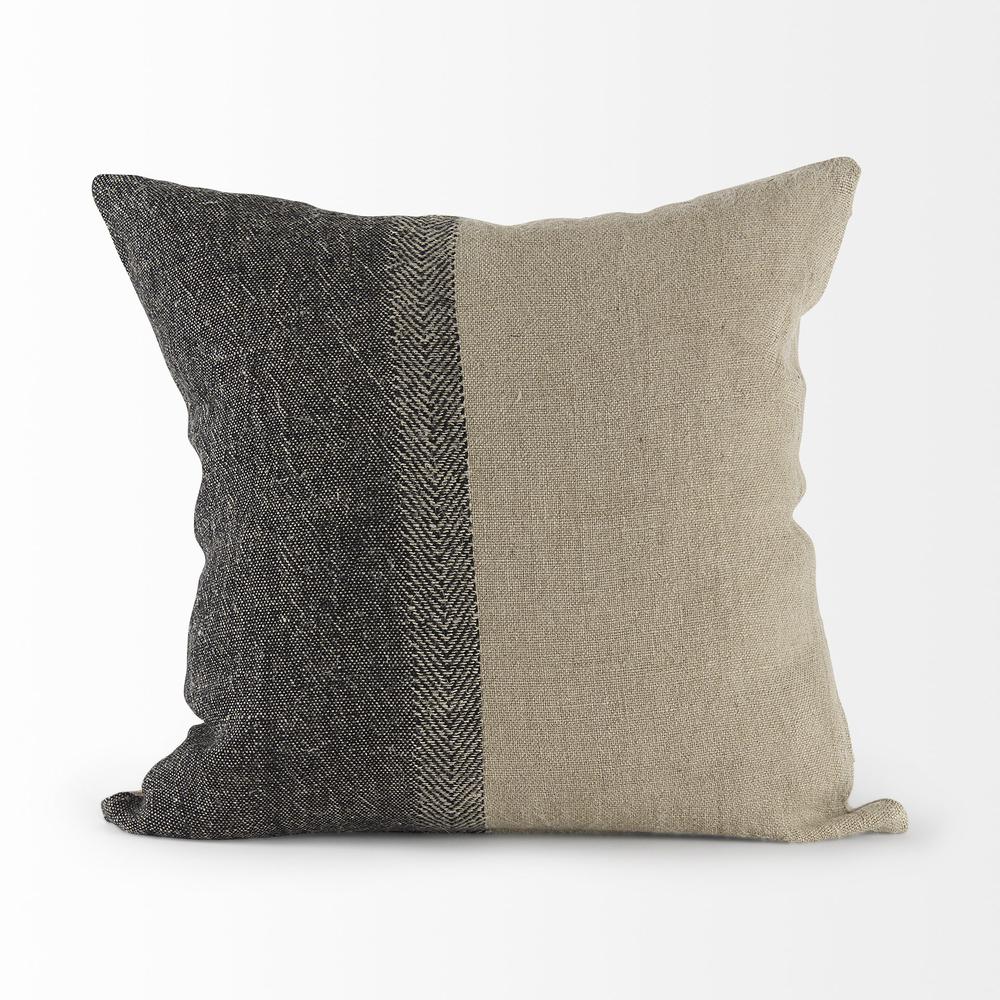 Black and Gray Two Tone Pillow Cover Beige/Gray. Picture 2