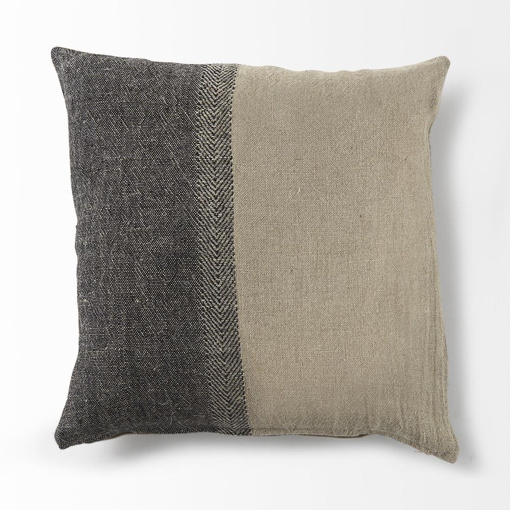 Black and Gray Two Tone Pillow Cover Beige/Gray. Picture 5