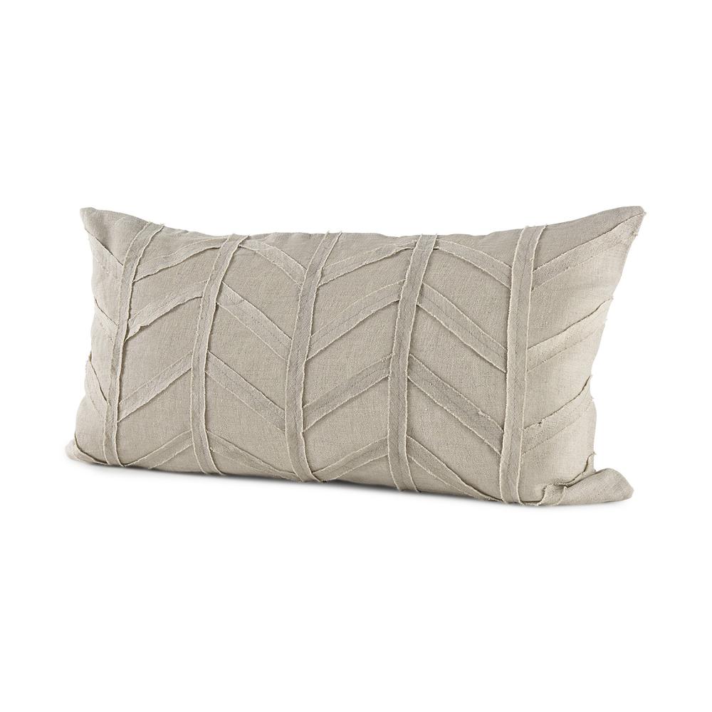 Light Gray Chevron Textured Lumbar Pillow Cover Beige. Picture 1