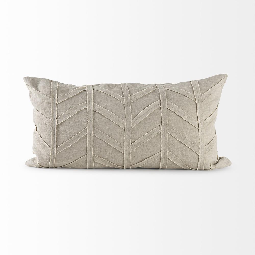 Light Gray Chevron Textured Lumbar Pillow Cover Beige. Picture 2