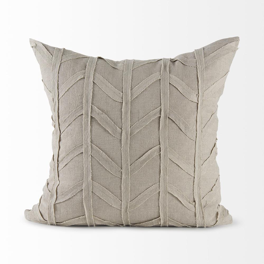 Light Gray Chevron Textured Pillow Cover Beige. Picture 2