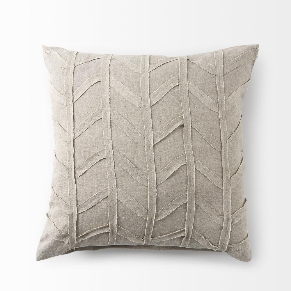 Light Gray Chevron Textured Pillow Cover Beige. Picture 5