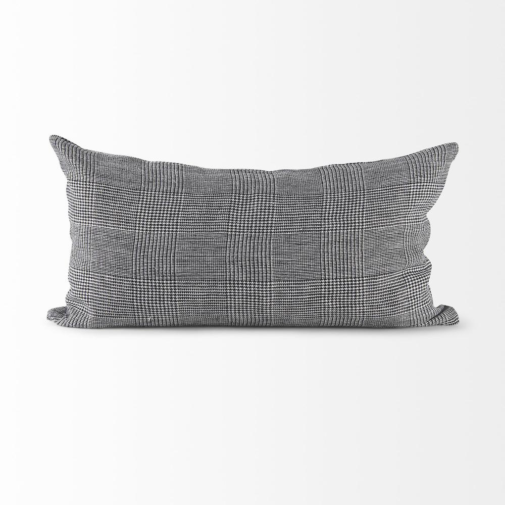 White and Black Pattern Lumbar Throw Pillow Cover White/Black. Picture 2