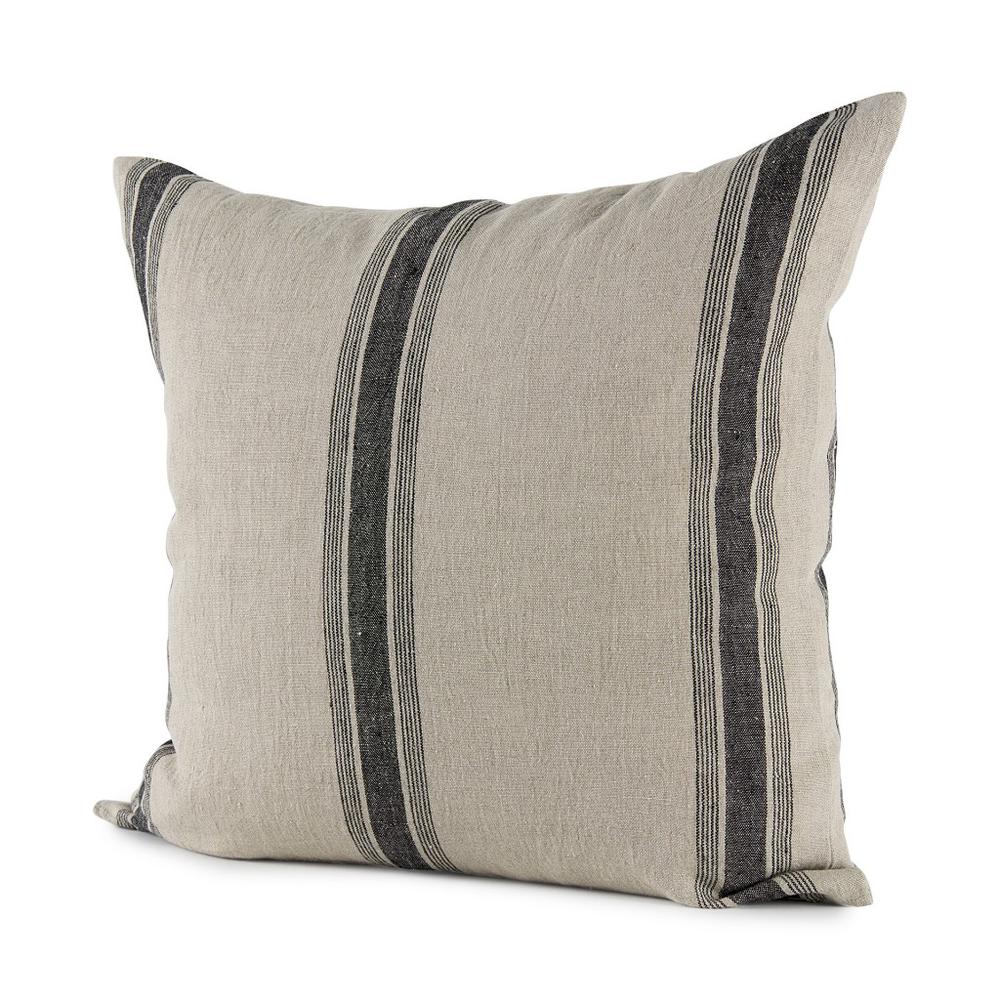 Beige and Black Striped Pillow Cover Beige/Black. Picture 1