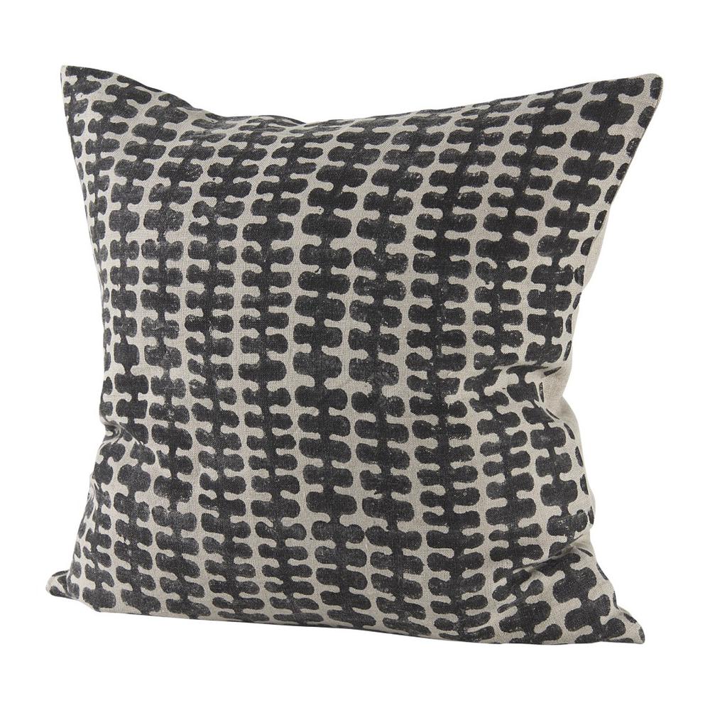 Light Gray and Black Throw Pillow Cover Beige/Black. Picture 1