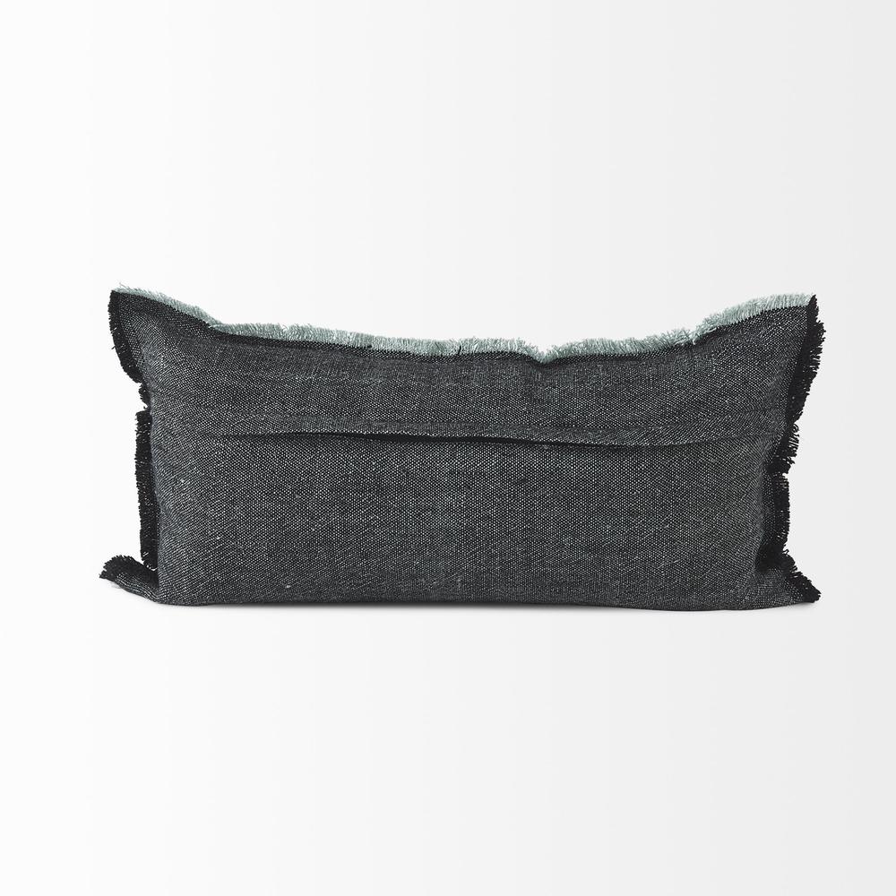 Dark Gray Fringed Lumbar Throw Pillow Cover Gray. Picture 4