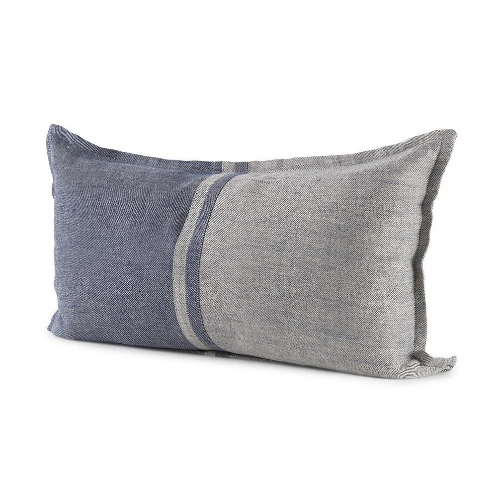 Gray and Blue Color Block Lumbar Pillow Cover Gray/Blue. Picture 1