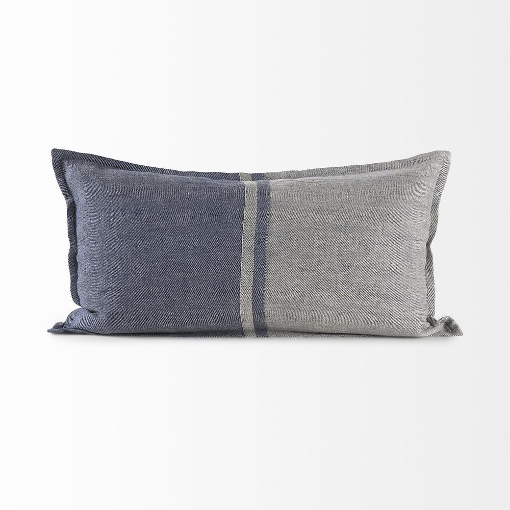 Gray and Blue Color Block Lumbar Pillow Cover Gray/Blue. Picture 2