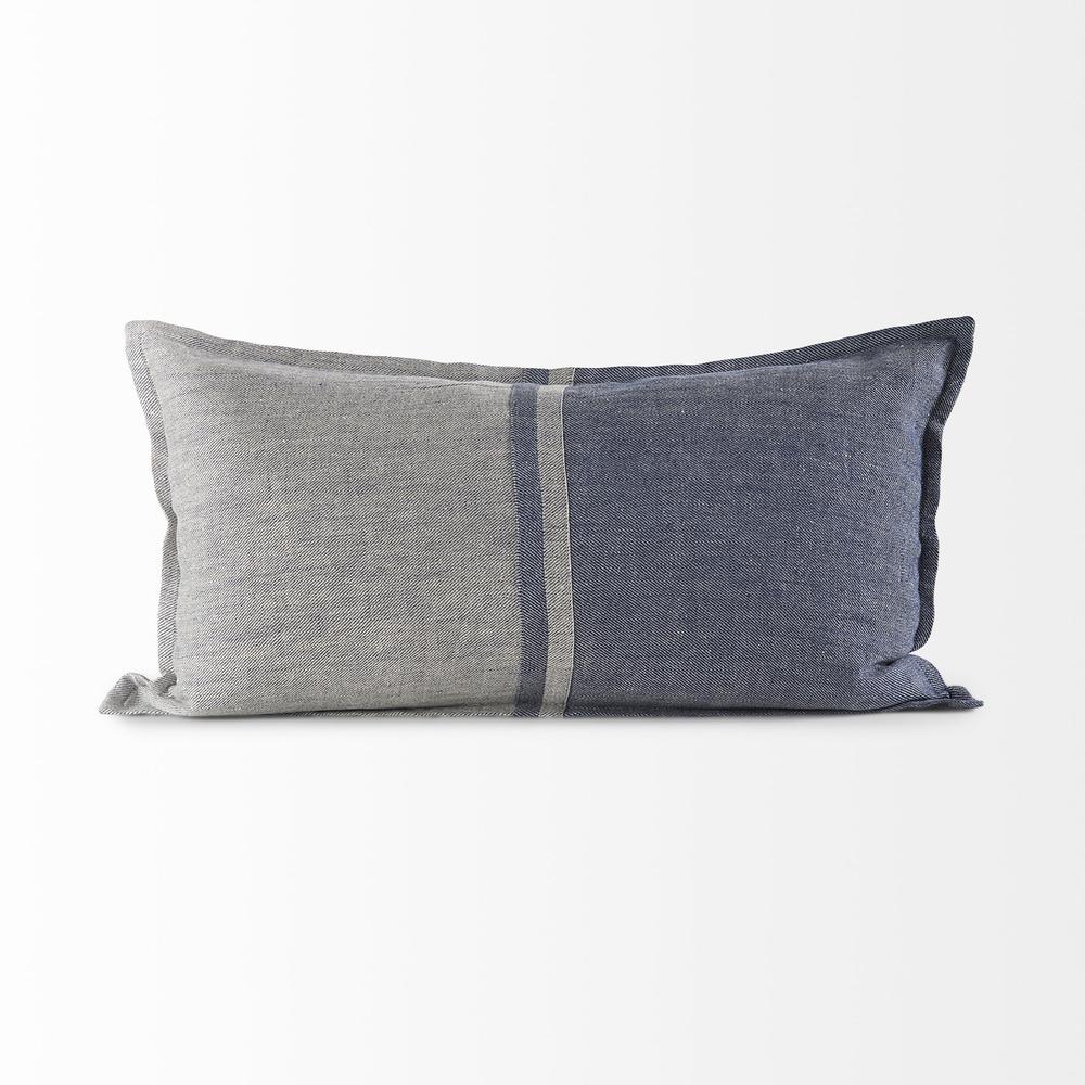Gray and Blue Color Block Lumbar Pillow Cover Gray/Blue. Picture 4