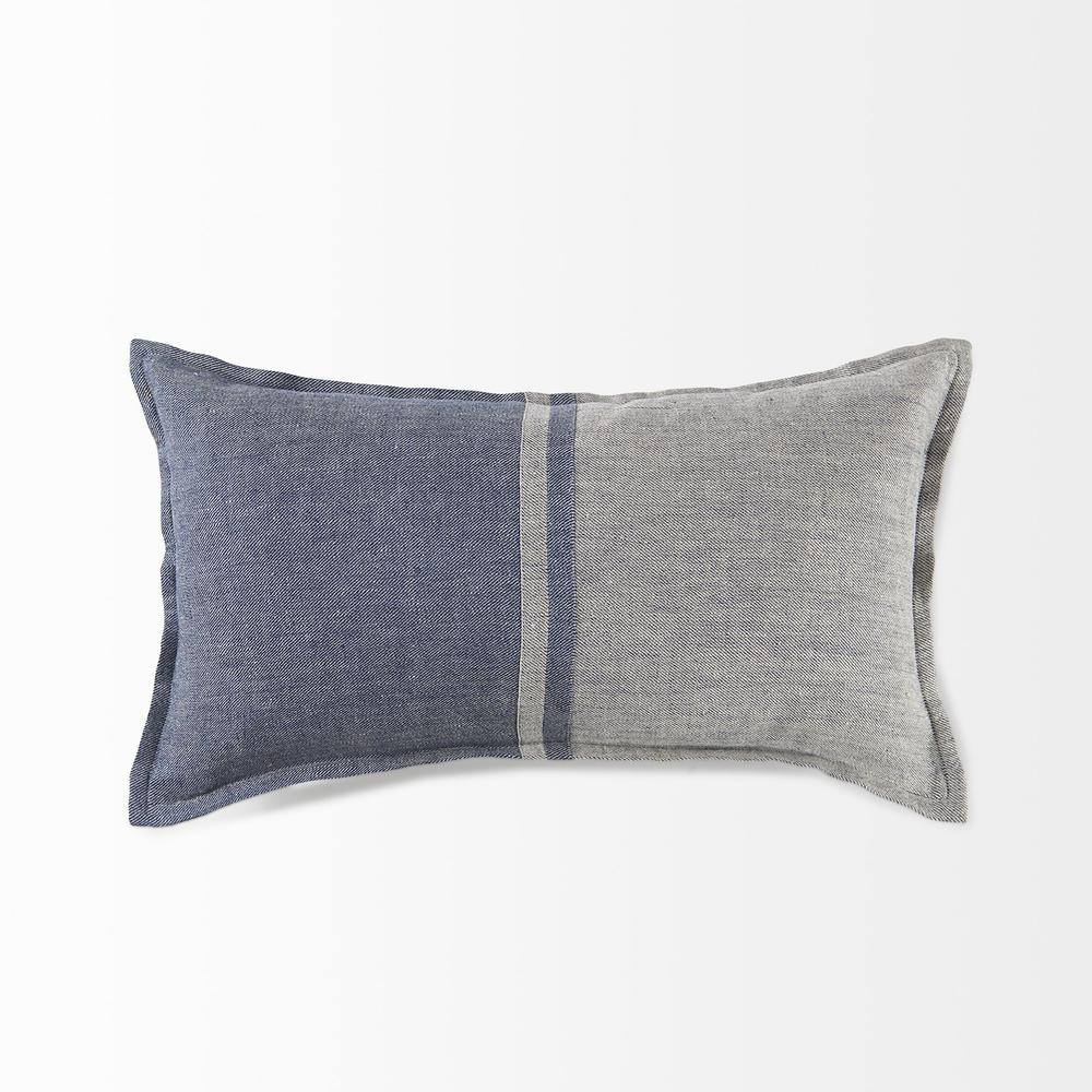 Gray and Blue Color Block Lumbar Pillow Cover Gray/Blue. Picture 5