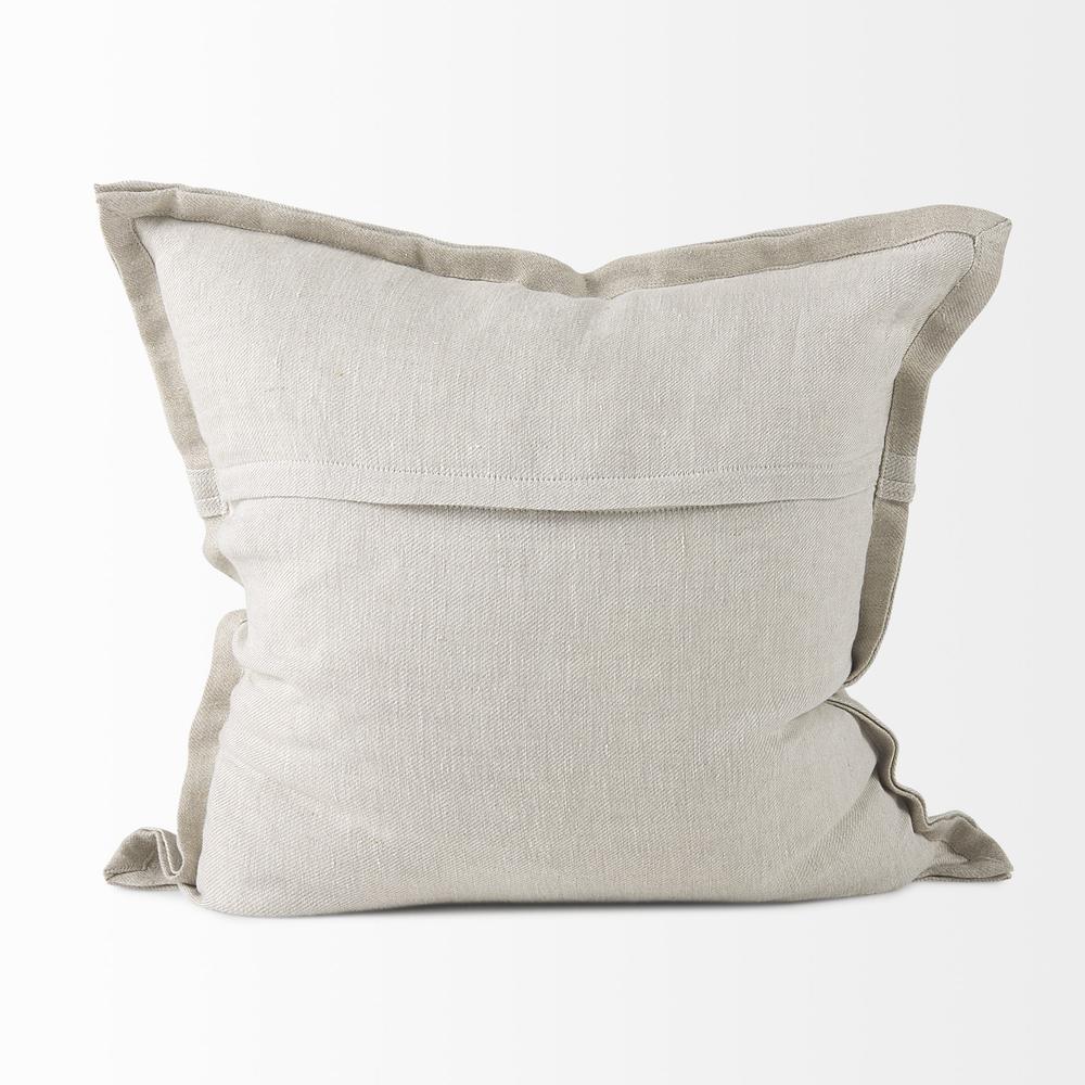 Cream Bordered Pillow Cover Beige. Picture 4