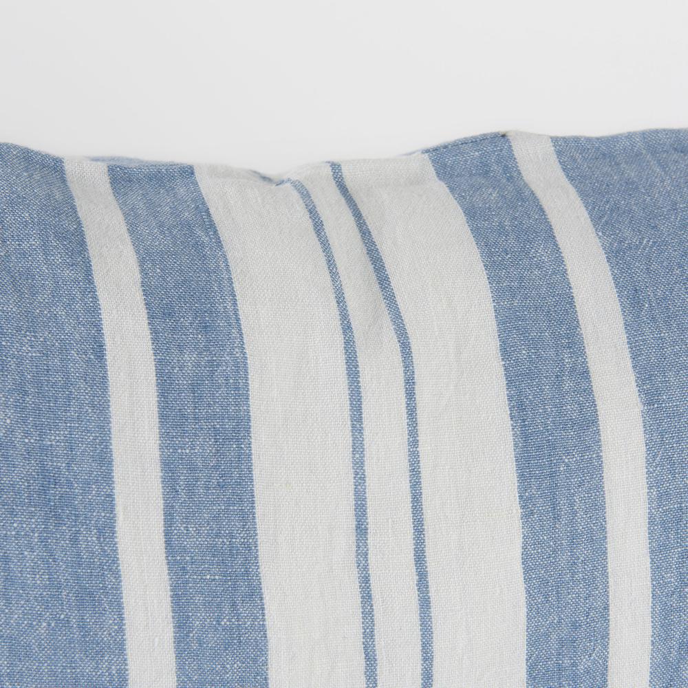 Blue and Cream Middle Striped Lumbar Pillow Cover Blue/Cream. Picture 7