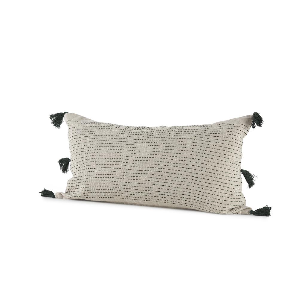 Beige and Black Dotted Lumbar Pillow Cover Beige/Black. Picture 1