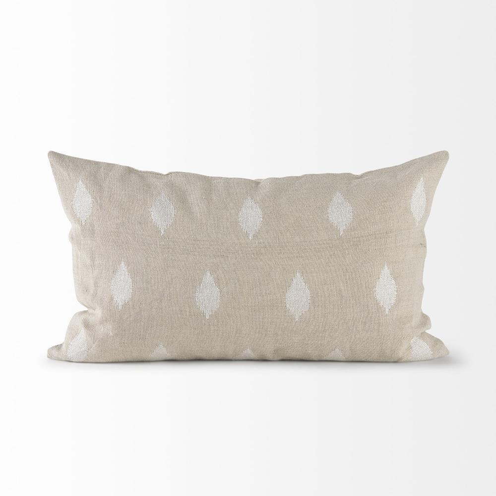 Beige and White Patterned Lumbar Pillow Cover Beige/Cream. Picture 2