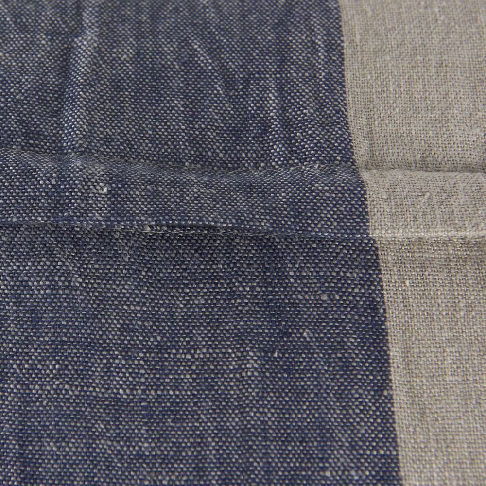 Denim Blue and Canvas Tassle Square Accent Pillow Cover Blue/Beige. Picture 7