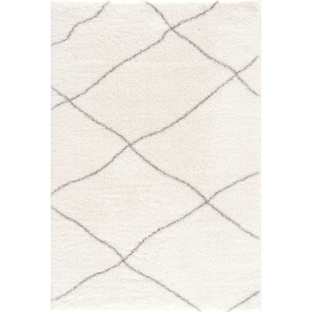 4’ x 6’ Ivory Modern Uneven Lattice Area Rug Ivory. Picture 2