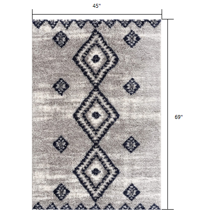4’ x 6’ Gray and Navy Boho Chic Area Rug Grey. Picture 7