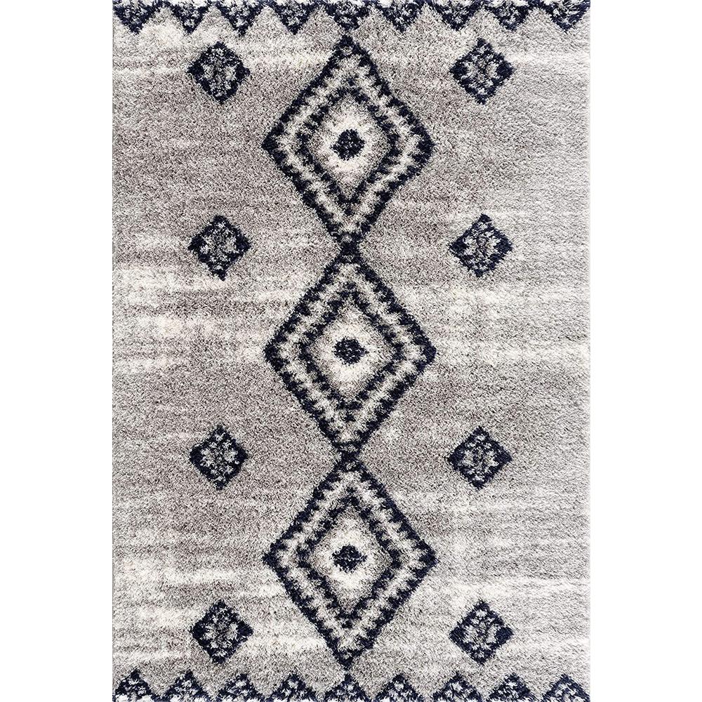 7’ x 9’ Gray and Navy Boho Chic Area Rug Grey. Picture 2