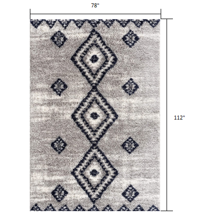 7’ x 9’ Gray and Navy Boho Chic Area Rug Grey. Picture 7
